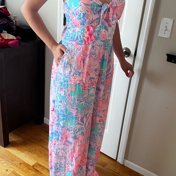 Lilly Pulitzer Pink and Blue Floral Jumpsuit - Picture 4 of 5